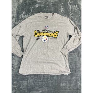 NFL Team Apparel 2008 AFC Conference Champions Steelers Long Sleeve Tee Gray L